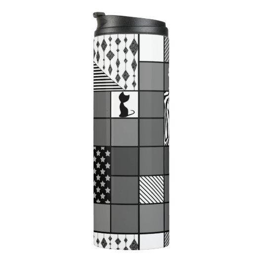 Bouteilles Isothermes Rustique, Populaire, Noir et blanc, Patchwork, Sim (Tourné sur la droite)