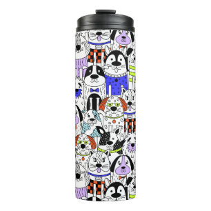 Bouteilles Isothermes Sac à cadeau moyen motif foule de chiens colorés