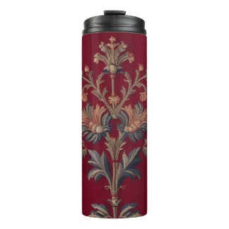 Bouteilles Isothermes Sac broderie medievale fleurie en rouge bordeaux