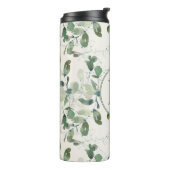 Bouteilles Isothermes Sage Green Eucalyptus Feuilles sur Monogramme de c (Tourné sur la gauche)