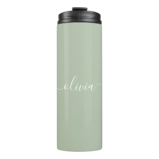 Bouteilles Isothermes Sage Green Minimaliste Moderne Monogramme Élégant (Devant)