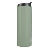 Bouteilles Isothermes Sage vert et blanc | Monogramme moderne (Tourné sur la gauche)