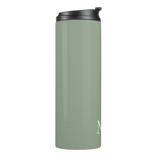 Bouteilles Isothermes Sage vert et blanc | Monogramme moderne (Tourné sur la gauche)