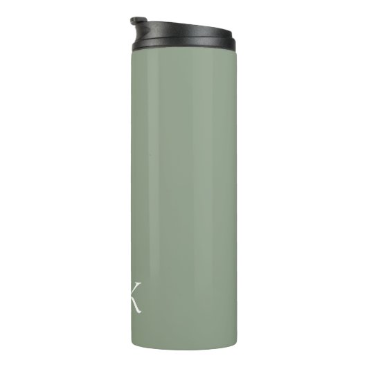 Bouteilles Isothermes Sage vert et blanc | Monogramme moderne (Tourné sur la droite)