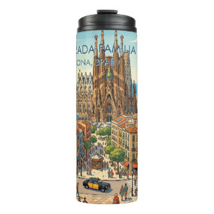 Bouteilles Isothermes Sagrada Familia Barcelone Espagne Voyage Art Vinta