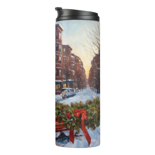 Bouteilles Isothermes Saison de Noël de Boston Terrier (Tourné sur la droite)