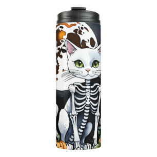 Bouteilles Isothermes Saison éffrayante Squelette Chat Floral Halloween