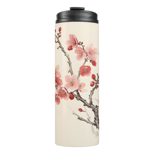 Bouteilles Isothermes Sakura en fleurs peinture traditionnelle (Devant)