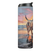 Bouteilles Isothermes Sandy Paws Bloodhound Dog on Beach Sunset (Tourné sur la gauche)