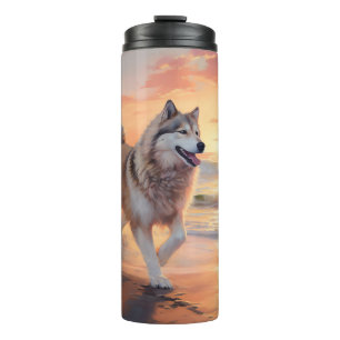 Bouteilles Isothermes Sandy Paws Malamute Alaskan sur la plage au couche