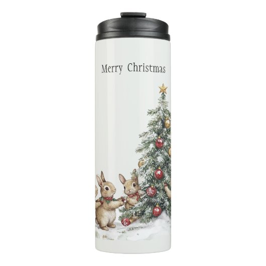 Bouteilles Isothermes Sapin de Noël des lapins (Devant)