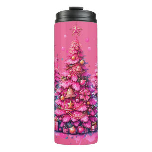 Bouteilles Isothermes Sapin de Noël Rose Tendance Esthétique Prépa Fémin