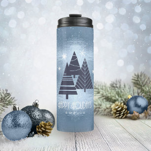 Bouteilles Isothermes Sapins de Noël et Flocons Bleu ID863