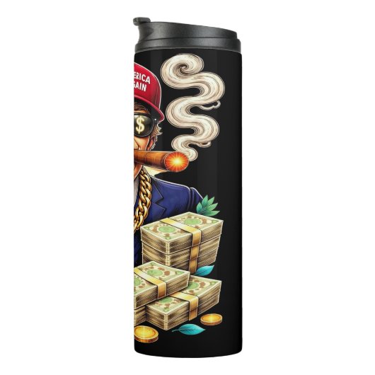 Bouteilles Isothermes Satirical MAGA Billionaire Cartoon — Retro Pop Art (Tourné sur la droite)