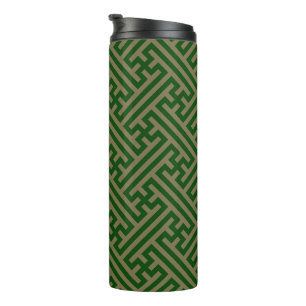 Bouteilles Isothermes Sayagata motif, japonais, vert et or