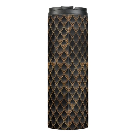 Bouteilles Isothermes Scales Dragon Parties scintillant Noir & Or Chimme (Dos)