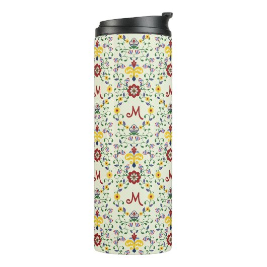 Bouteilles Isothermes Scandinavian Rosemaling Monogram Pattern Nordic (Tourné sur la gauche)
