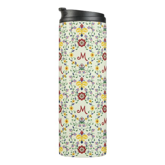 Bouteilles Isothermes Scandinavian Rosemaling Monogram Pattern Nordic (Tourné sur la droite)