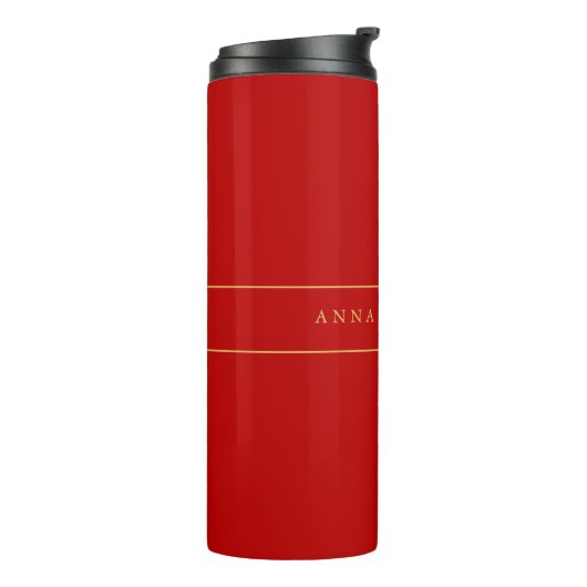 Bouteilles Isothermes Scarlet Red Gold Colonnes Ajouter un nom Script (Tourné sur la gauche)