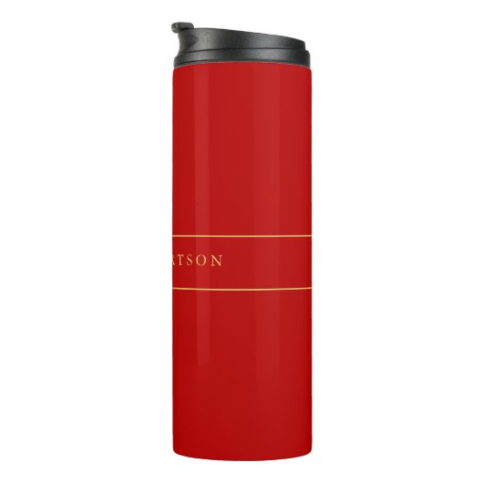 Bouteilles Isothermes Scarlet Red Gold Colonnes Ajouter un nom Script (Tourné sur la droite)