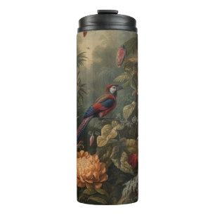 Bouteilles Isothermes Scène botanique vintage oiseaux fleurs au paradis