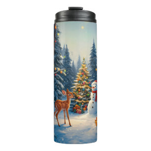 Bouteilles Isothermes Scene d'arbre de Noël Cute Deer Fawn Snowman