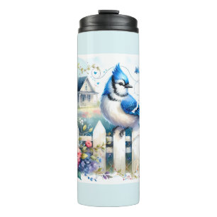 Bouteilles Isothermes Scène de clôture de jardin de cottage Blue Jay