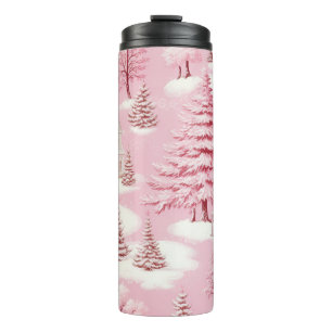 BOUTEILLES ISOTHERMES SCÈNE D'HIVER DE NOËL ROSE PASTEL