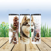 Bouteilles Isothermes Scène d'hiver Husky