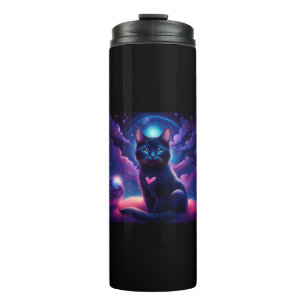 Bouteilles Isothermes Scène Fantastique Chat Noir Beaux Yeux Bleus