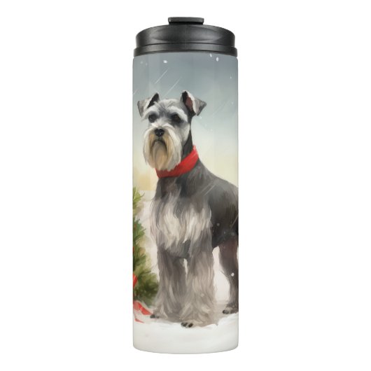 Bouteilles Isothermes Schnauzer Chien à Noël de neige (Devant)