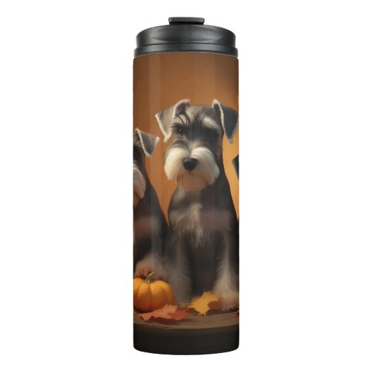 Bouteilles Isothermes Schnauzer Chiot Automne Citrouille de plaisir (Devant)