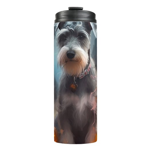 Bouteilles Isothermes Schnauzer d'Halloween avec la peur Citrouille (Devant)