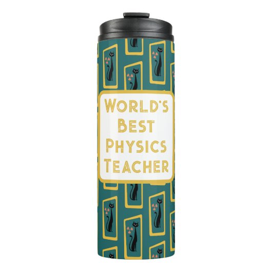 Bouteilles Isothermes Schrödinger's Cat Mid Century bleu foncé moderne (Devant)