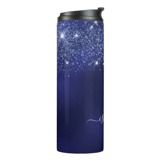 Bouteilles Isothermes Script de nom de parties scintillant bleue (Tourné sur la gauche)