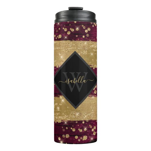 Bouteilles Isothermes Script Moderne Pailleté Monogrammé (Devant)