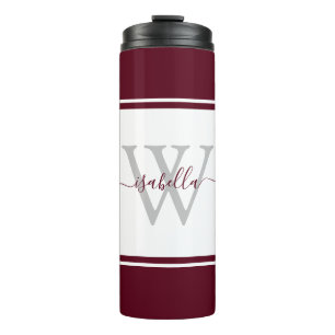 Bouteilles Isothermes Script Monogrammé Moderne Bordeaux