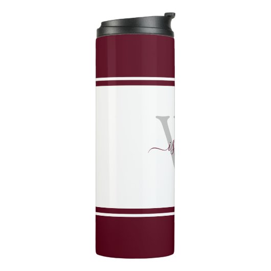 Bouteilles Isothermes Script Monogramme moderne Bourgogne (Tourné sur la gauche)