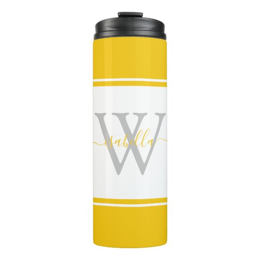 Bouteilles Isothermes Script Monogramme moderne Jaune (Devant)