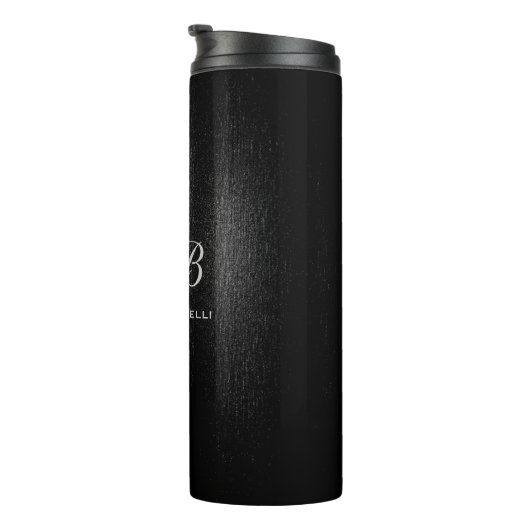 Bouteilles Isothermes Script monogramme noir gris moderne mignon (Tourné sur la droite)