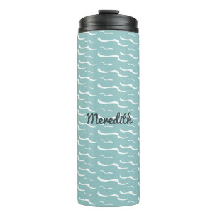 Bouteilles Isothermes Sea Waves Summer Ocean Cool Aqua Nom personnalisé