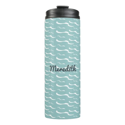 Bouteilles Isothermes Sea Waves Summer Ocean Cool Aqua Nom personnalisé (Devant)