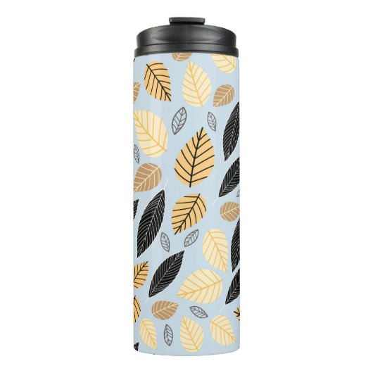 Bouteilles Isothermes Seamless pattern of autumn leaves on a blue backgr (Devant)
