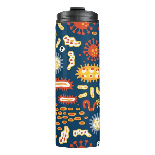 Bouteilles Isothermes Seamless pattern with different kinds of microorga (Devant)