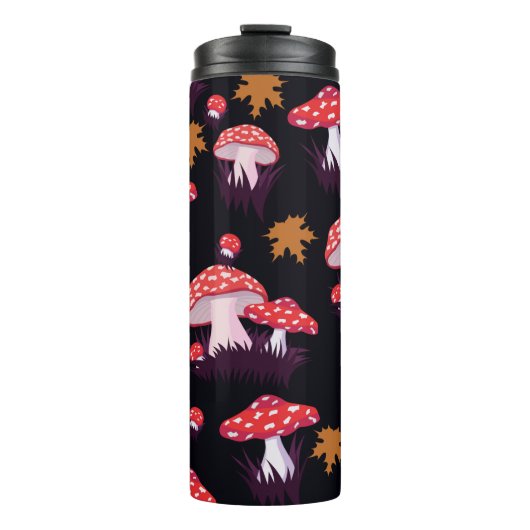 Bouteilles Isothermes Seamless pattern with fly agaric and maple leaves. (Devant)