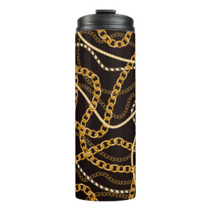 Bouteilles Isothermes Seamless pattern with golden chains.