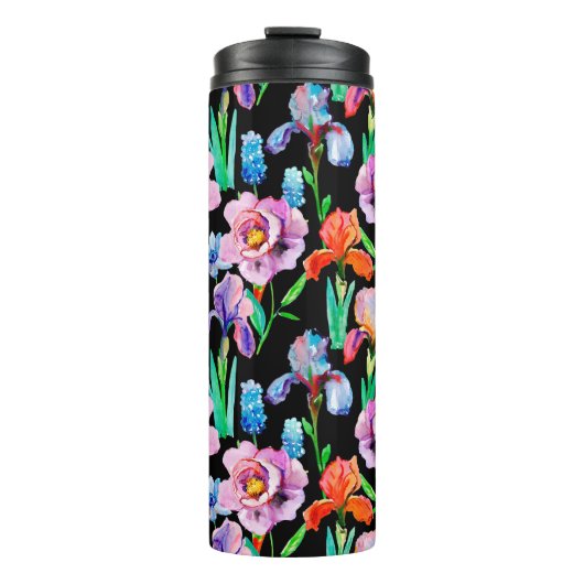 Bouteilles Isothermes Seamless pattern with Iris and Peony flowers, Wate (Devant)