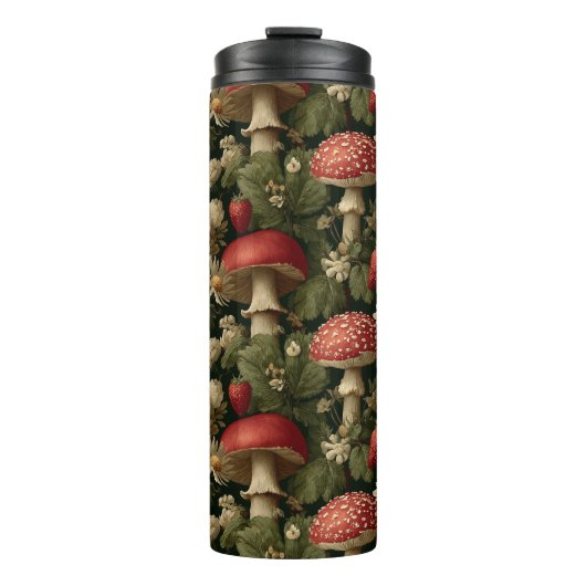 Bouteilles Isothermes Seamless Pattern with Red Fly Agaric and Flowers (Devant)