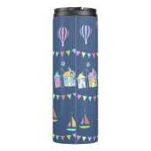 Bouteilles Isothermes Seaside Town Sail Boats and Bunting Pattern Blue (Dos)
