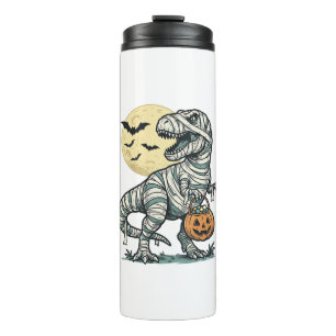 Bouteilles Isothermes Seau à bonbons Halloween Momie T-Rex Vecteur Vinta